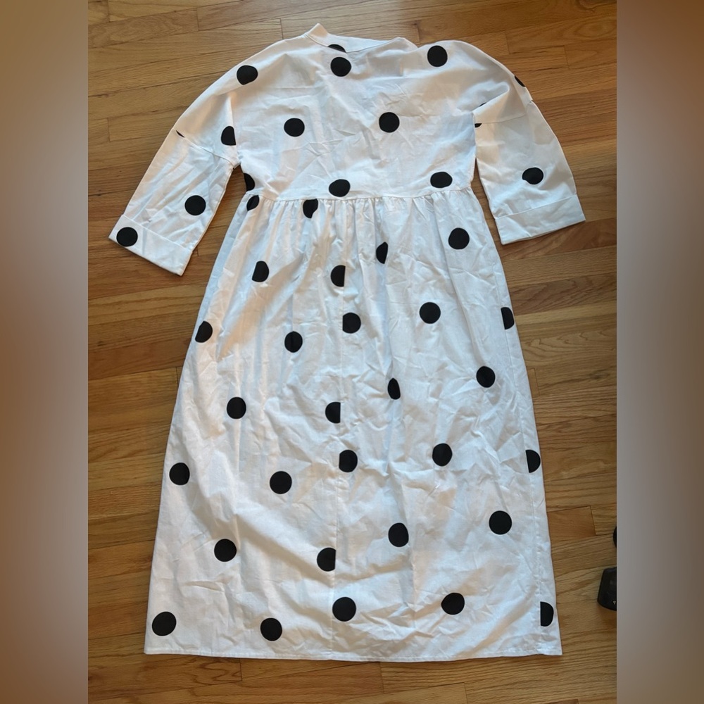 White Polka Dot Maxi Dress L - Picture 4 of 5